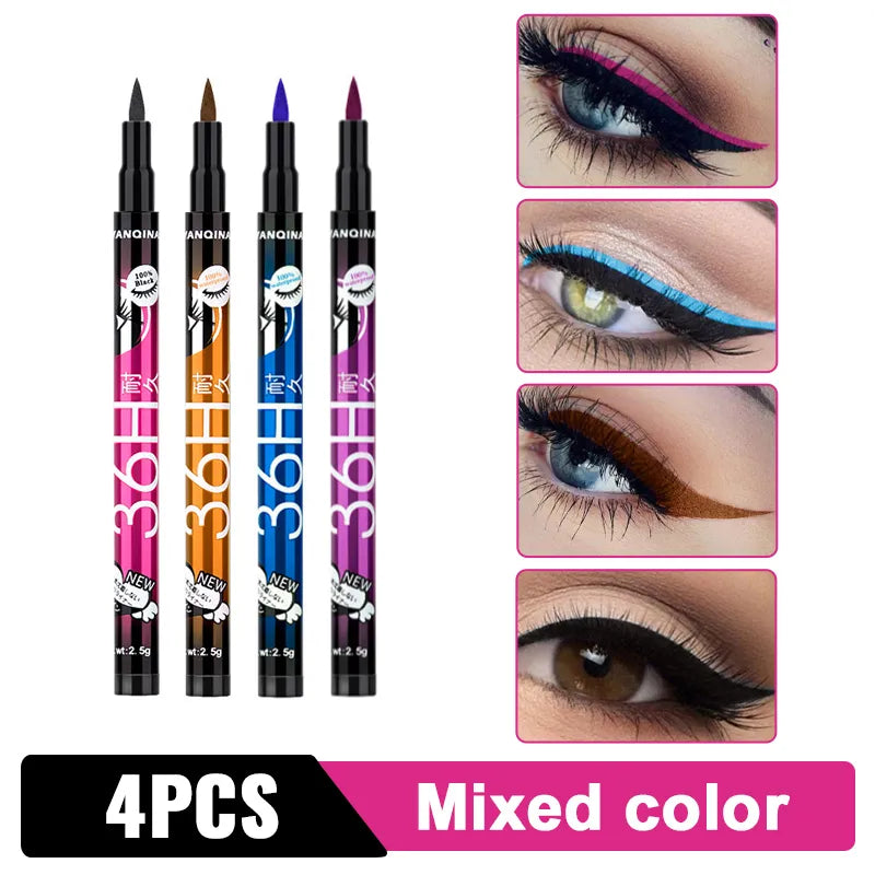 Black Liquid Eyeliner Waterproof Eyeliner Pencil 36H Long-Lasting Liquid Eye Liner Pen Quick-Dry No Blooming Cosmetics Tool