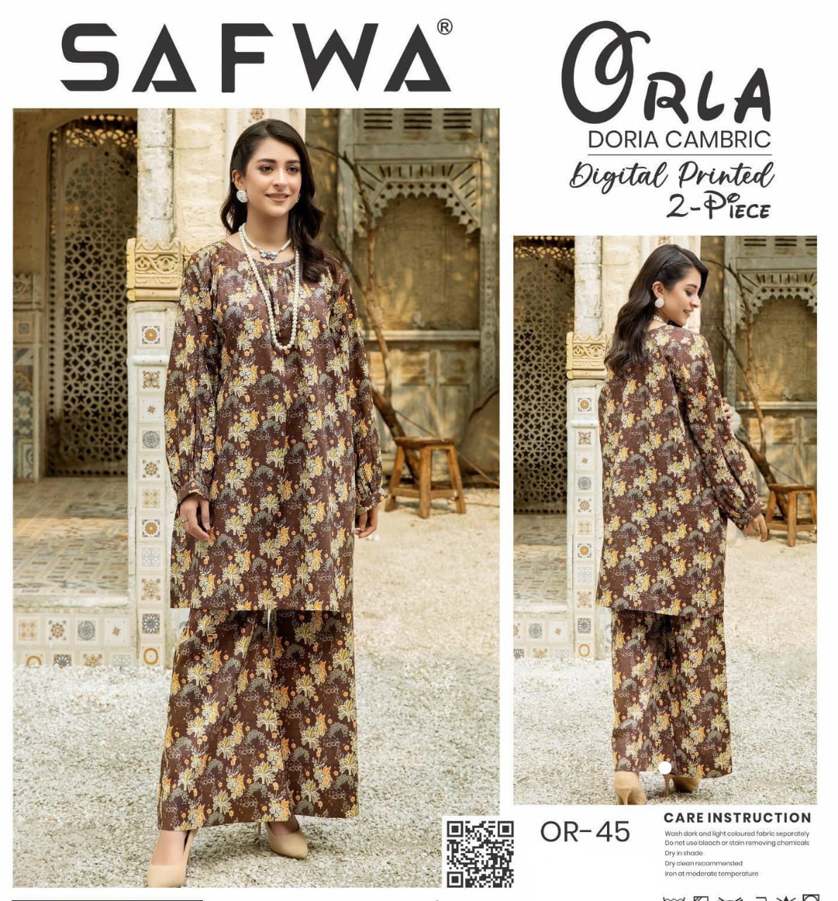 2 Pcs Safwa Women Unstitched Cambric Printed Suit OR-45