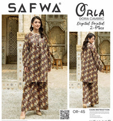 2 Pcs Safwa Women Unstitched Cambric Printed Suit OR-45