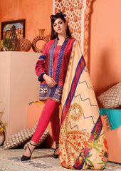 3 Pcs Women Unstitched Lawn Embroidered Suit SM-038