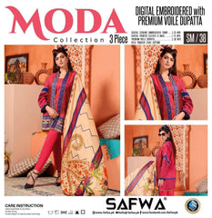 3 Pcs Women Unstitched Lawn Embroidered Suit SM-038